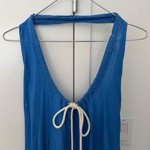 Blue Halter Backless Dress